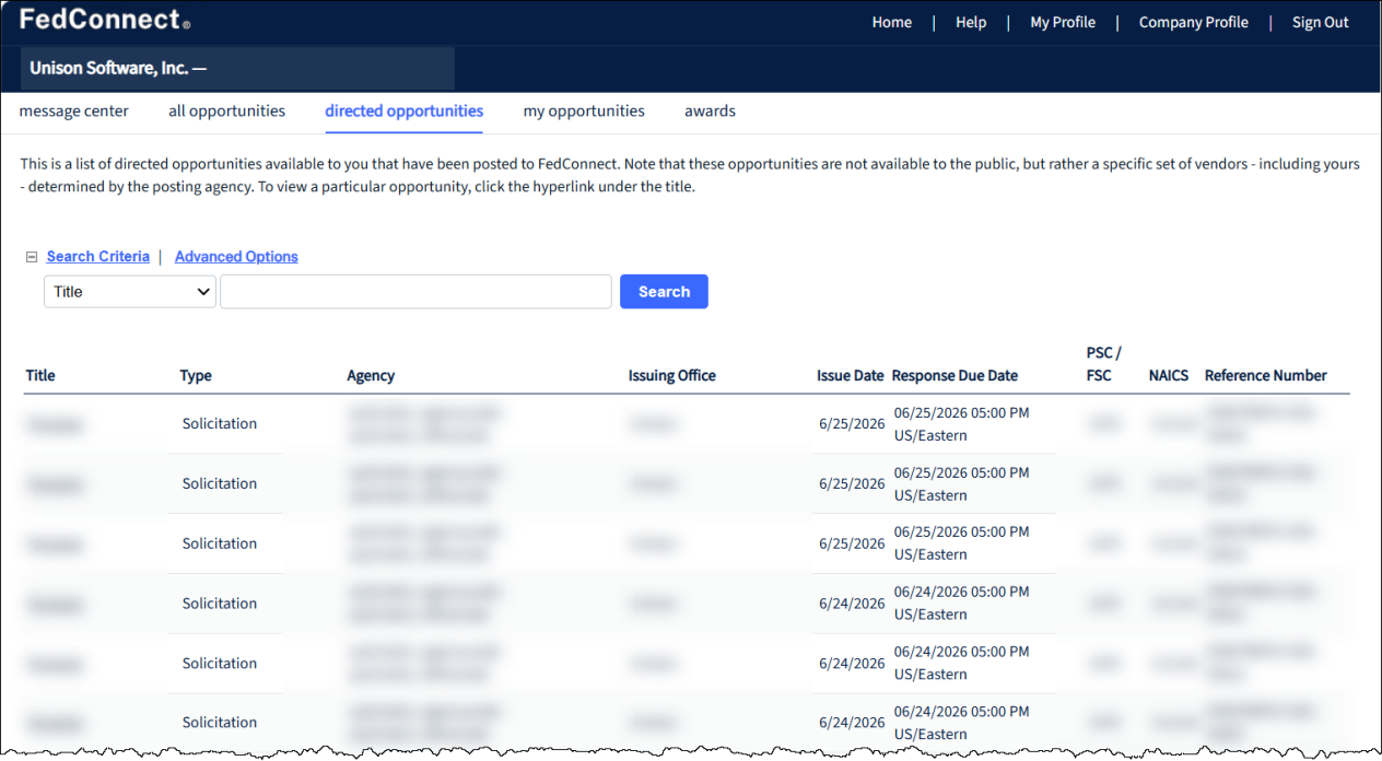 Directed Opportunities Page
